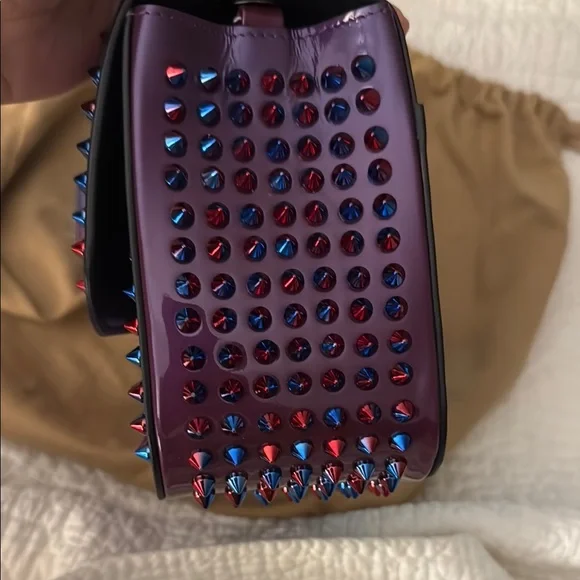 Louboutin Studded Blue and Red Women's Bag - Picture 5 of 17